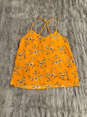 Hollister Yellow Floral Strappy Flowy Cami